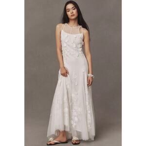 BHLDN Calla Ivory Floral Tulle Appliqué Maxi Dress NWT Size Medium
